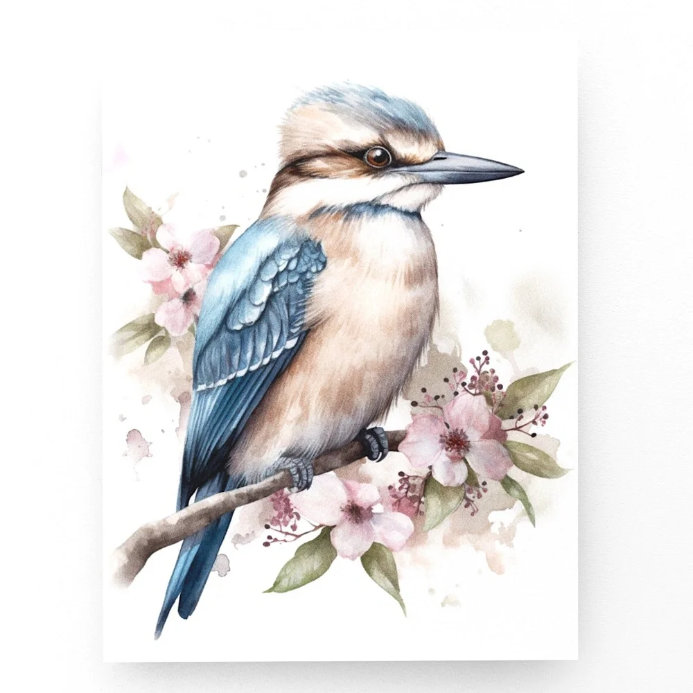 Watercolor Kookaburra Bird Portrait Wall Art Illustration Print Unframed - Picture 3 of 15